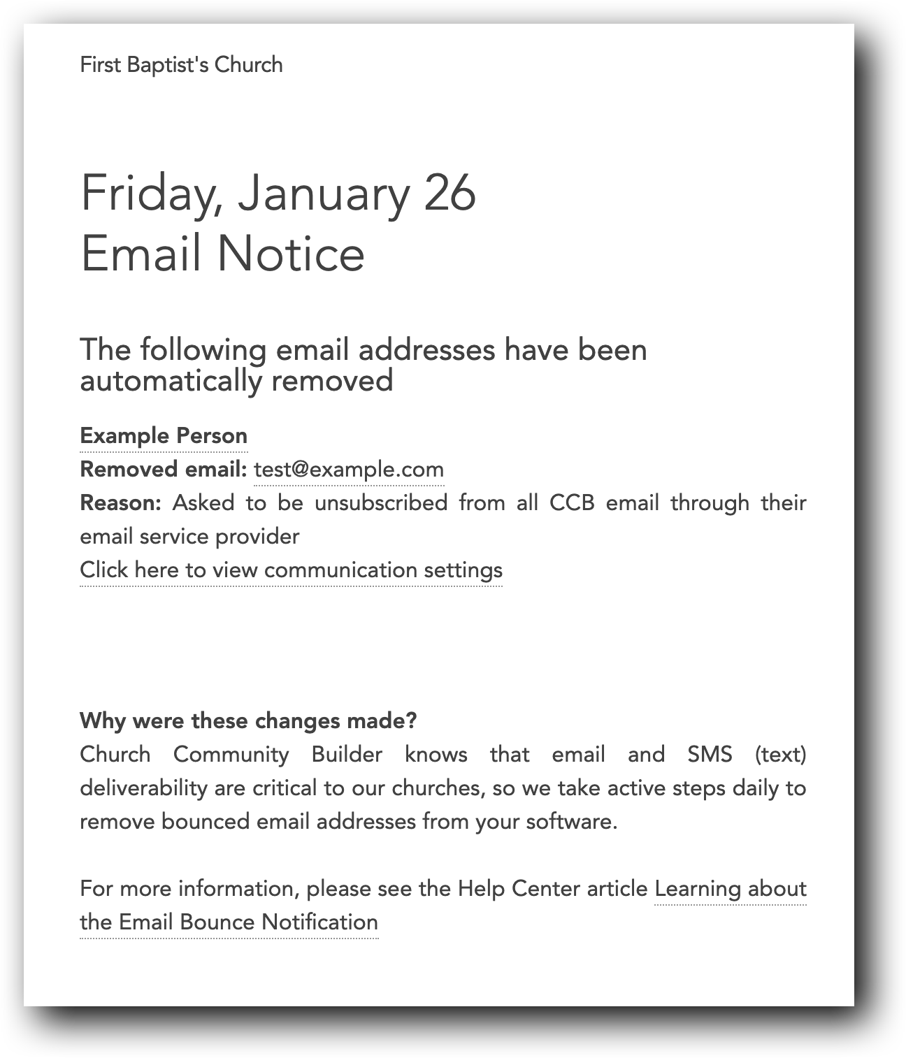 Learning about the Email Bounce Notification