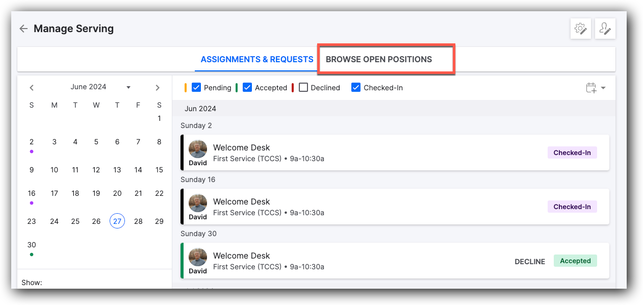 Responding to Serving Requests and Open Positions in ChMS